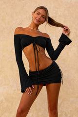 Drawstring Ruched Two Piece Mini Dress