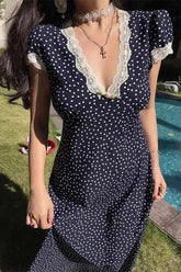 Polka Dot Lace Maxi Dress
