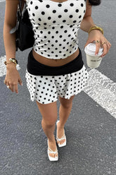 Halter Polka Dot Crop Skirt Two Pieces Set
