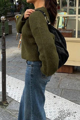 Plain Ribbed Long Sleeve Sweater