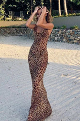 Leopard Low Back Slip Dress