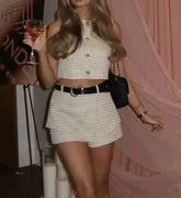 Tweed Waistcoat Shorts Skirt Suit