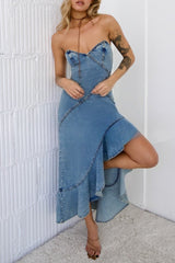 Strapless Bodycon Denim Dress