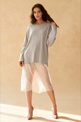 Cotton Loose Fit Off-Shoulder Knit Sweater