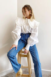 Ruffle Trim Peter Pan Blouse