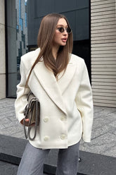 Old Money Beige Wool Blend Coat