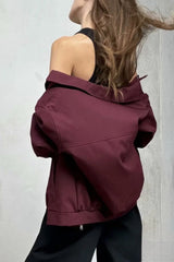 Burgundy Casual Zip Jacket