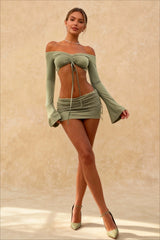 Drawstring Ruched Two Piece Mini Dress