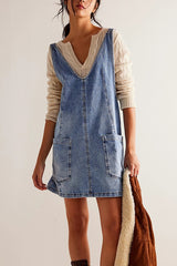 Mini Suspender Denim Dress