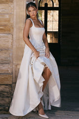 Solid Color A Line Slip Prom Dress