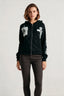 Embroidered Cross Zip Up Hoodie