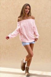 Solid Off Shoulder Pullover Sweater