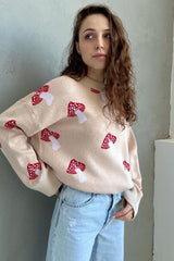 Mushroom Print Knit Sweater