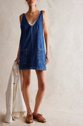 Mini Suspender Denim Dress