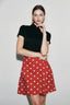 French Style High-Waisted Polka Dot Mini Skirt