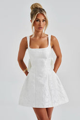 Square Neck Bow Bodycon Party Dress