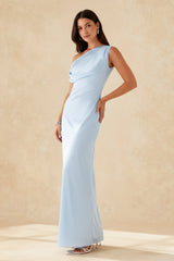 Solid Asymmetric Neckline Formal Dress