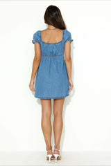 Boho Lace-Up Denim Dress