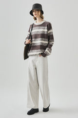 Loose Fit Round Neck Striped Sweater