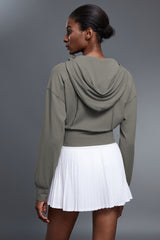 Cropped Waist Tie Active Zip Hoodie