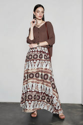 Boho Print Exotic Vacation Skirt