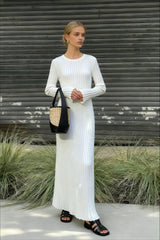Ribbed Knit Tie Waist Dress