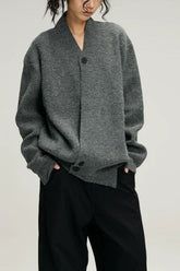 Chunky Knit Cross Button Sweater