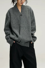 Chunky Knit Cross Button Sweater