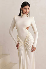 Solid Color High Neck Backless Maxi Dress