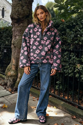 Floral Fleece Warm Fuzzy Sweatshirt