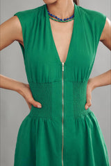 Elegant Fitted Zipper Work Dress