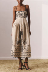 Spaghetti Strap Bandeau Spliced Cutout Boho Dress