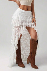 Sexy Lace Asymmetric Bodycon Skirt