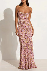 Printed Square Neck Sleeveless Floral Dress