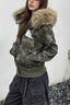 Detachable Fur Camo Cropped Zip Hoodie