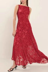 Irregular Hem Red Backless Lace Dress