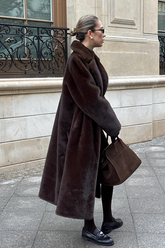 Belted Faux Mink Thick Fuzzy Extended Overcoat