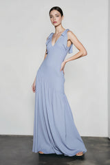 Elegant Bow Strap Fitted Flared Sleeveless Party Dress