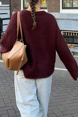 Plain Ribbed Long Sleeve Sweater