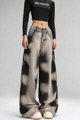 Vintage Grey Tie Dye Wide Leg Jeans