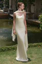 Satin Backless Tie Maxi Birthday Dress