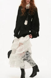 American Retro Sheer Lace Bodycon Skirt