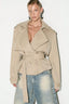 Cape Overlay Belted Cropped Double Breasted Coat