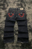 Vintage Embroidered Wide Leg Straight Jeans