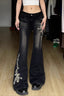 Floral Embroidered Low Rise Flare Leg Jeans