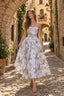 Rayon Printed Strap Pleated Chic Maxi Dress