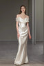 Elegant Off Shoulder Strap White Bridal Formal Dress