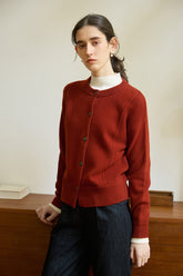 Vintage Round Neck Color Block Cardigan