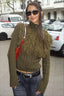 Shaggy Fringe Mock Neck Cropped Knit Top