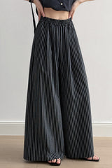 Striped High Waisted Wide Leg Straight Pants